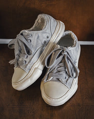 Slate Gray Thick-Soled Niche Low-Cut Men's Canvas Shoes