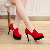 Vibrant Red Suede Ankle Boots with Stiletto Heel - Bold and Beautiful for Every Occasion