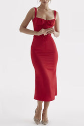 Strappy Sleeveless Girdle Midi Bodycon Dress