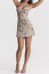 Strappy Sleeveless Floral Mini Bodycon Dress