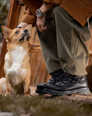 Retro British Leather High-Top Men's Thick-Soled Boot