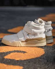 Velcro High-Top Sports All-Match White Thick-Soled Men's Casual Shoes
