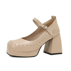 Denver Retro Brogue Handmade Chunky Heel Mary Janes