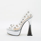 Rhinestone Decor Platform Heels