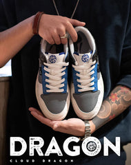 Dragon Design Silk Embroidery White Sports Men's Casual Shoes