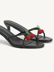 Shiny Rhinestone Beaded Open-Toe Sandals