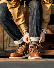 Retro British Denim High-Top Leather Martin Men's Boot