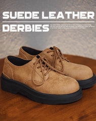 Derby Oil Wax Suede Casual Leather Versatile Men's Dress Shoes
