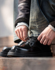 American Lather Thick-Soled High-End Big Head Unisex Dress Shoes