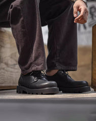 Square-toe Derby Matte Casual Leather Versatile Men's Dress Shoes