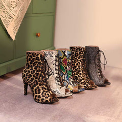 Wild Charm Leopard Print Lace-Up Heel Booties - Fierce Fashion for the Bold