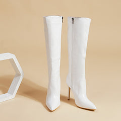 Pointed High Heel Side Zipper Mid-Calf Boots