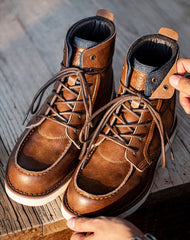 Retro British Denim High-Top Leather Martin Men's Boot