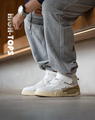 Velcro High-Top Sports All-Match White Thick-Soled Men's Casual Shoes