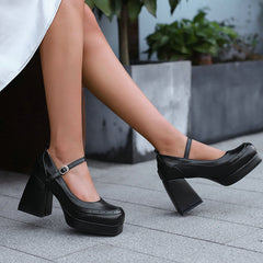 Denver Retro Brogue Handmade Chunky Heel Mary Janes