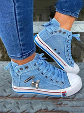 Denim Punk Lace-Up Canvas Sneakers
