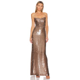 Strappy Sleeveless Sequins Maxi Bodycon Dress