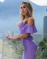 V Neck Short Sleeve Striped Bandage Dress