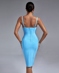 Strappy Striped Midi Bandage Dress