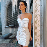 Strapless Sleeveless Rhinestone Mini Bandage Dress