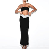 One Shoulder Sleeveless Drill Chain Bandage Set