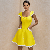 Square Collar Backless Mini Bandage Dress