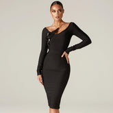 Long Sleeve Sequined Midi Bandage Dress