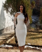 Long Sleeve Hollow out Midi Bandage Dress