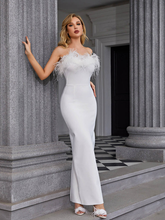 Strapless Feather Maxi Bandage Dress