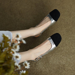 Frady Cap Toe Slingback Flats Silver