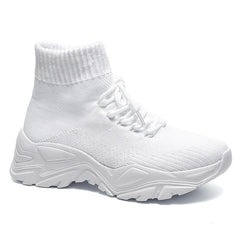 Front Lace-up Fly Knit Sneakers