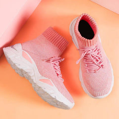 Front Lace-up Fly Knit Sneakers