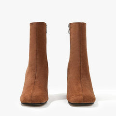 Faux Suede Zip Side Chunky Short Boots