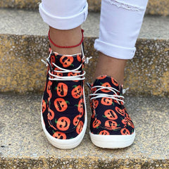 Halloween Round Toe Front Lace-up Sneakers