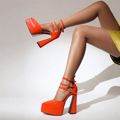 Foster Orange Platform Heels