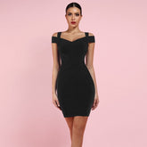 Strappy Short Sleeve Striped Mini Bandage Dress