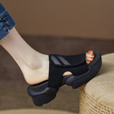Delta Black Platform Slippers Sandals