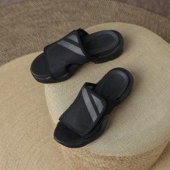 Delta Black Platform Slippers Sandals