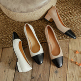 Divine Cap Toe Genuine Leather Flats Low Heels