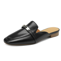 Erin Black Loafer Mules