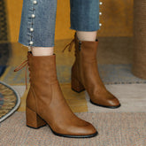 Coral Handmade Genuine Leather Heeled Ankle Boots