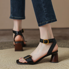 Delia Handmade Buckle Ankle Strap Sandals