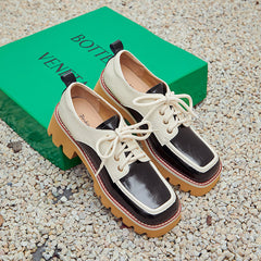 Dalary Handmade Patchwork Platform Chunky Oxfords