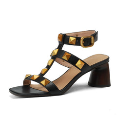 Danika Rivet Handmade Chunky Heel Sandals
