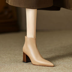 Halle Pointed Toe Nude Heel Boots