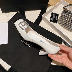 Giada White Rhinestone Heels