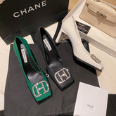 Giada Rhinestone Block Heels Black