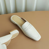 Esme White Penny Loafer Mules