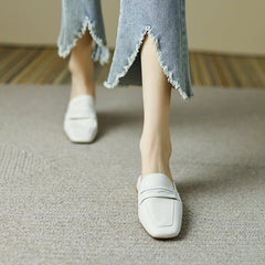 Esme White Penny Loafer Mules