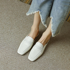 Esme White Penny Loafer Mules